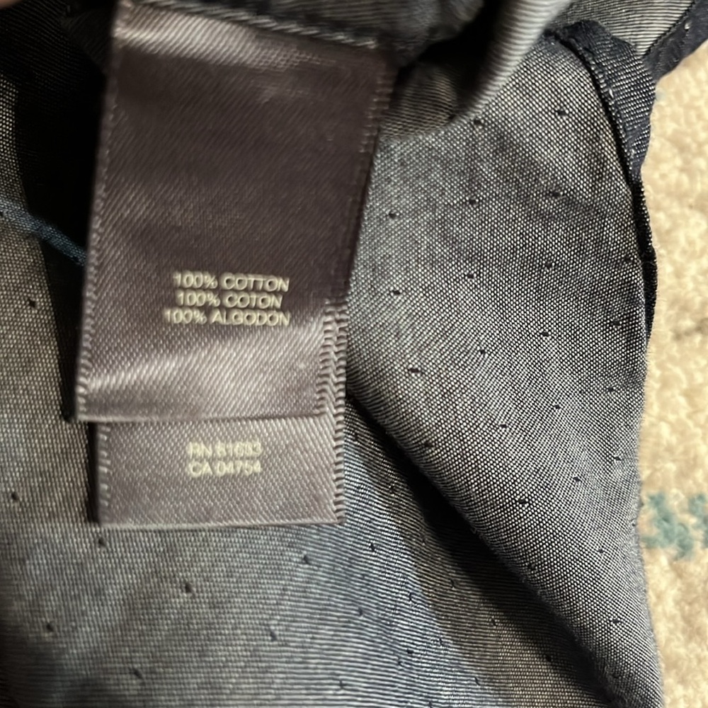 Kenneth Cole Blue Chambray Super Slim Fit Snap Front Shirt - Picture 15 of 16